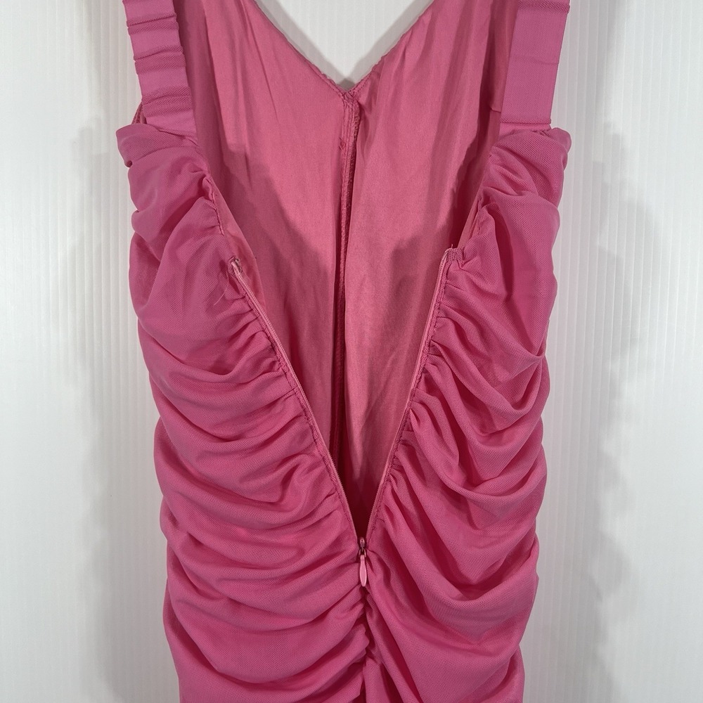 HELLO MOLLY Let's Celebrate Mini Dress Size S 4 Pink Ruched Bodycon Barbie NEW - Picture 6 of 13